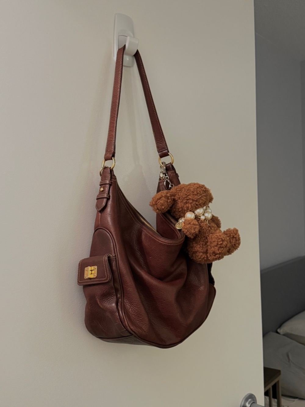 Vintage Lauren by Ralph Lauren Brown Leather Hobo Shoulder Bag Purse